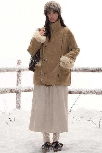 リバーシブルファースエードコート