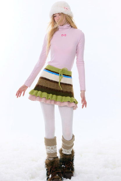 レトロストライプニットスカート