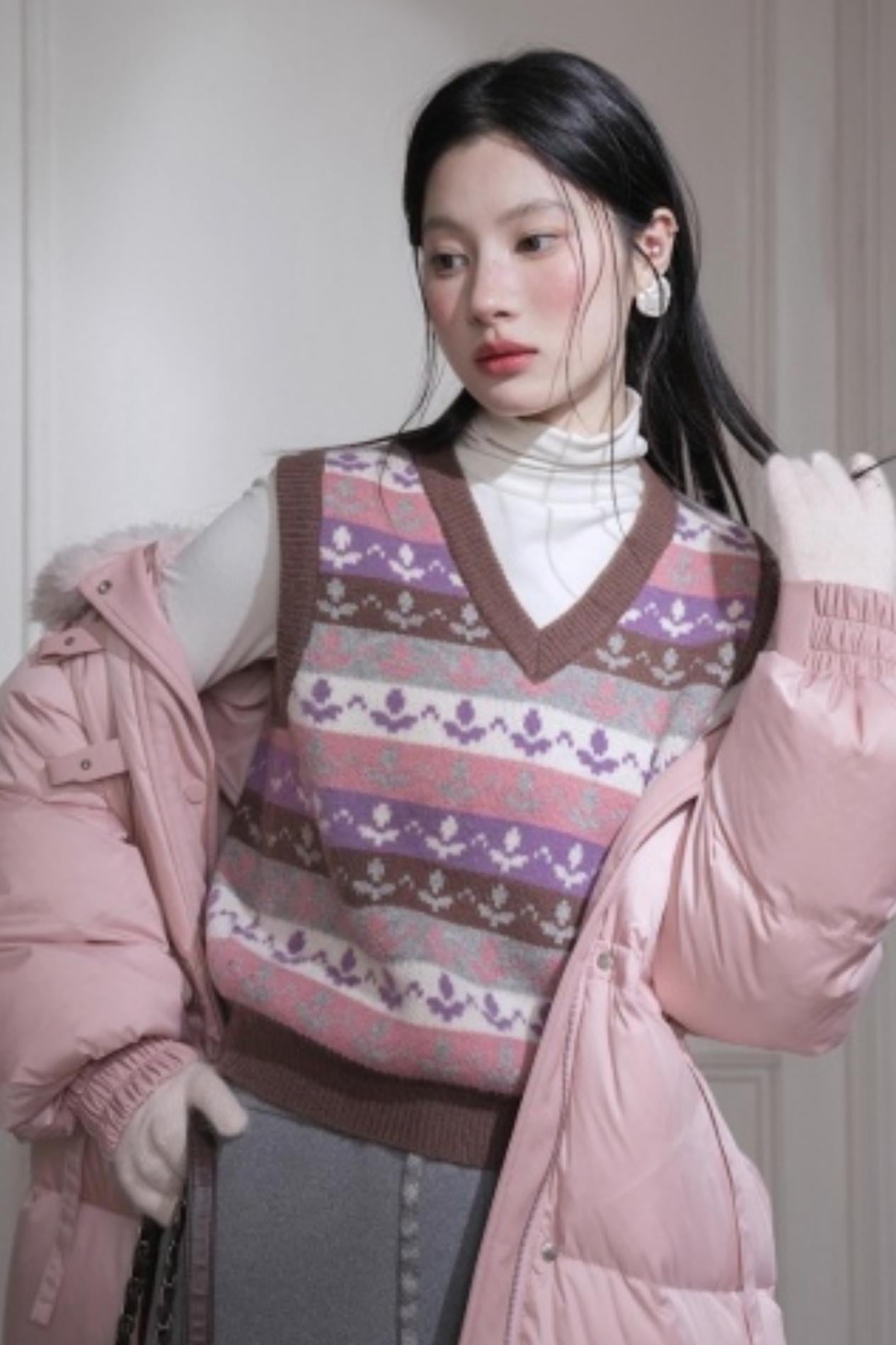 レトロガーリーチューリップニットベスト