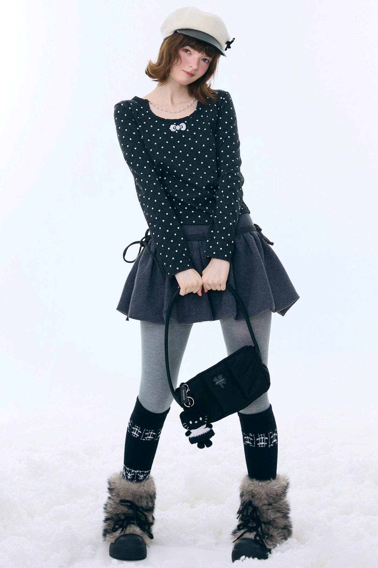 Polka Dot Chain Knit Top