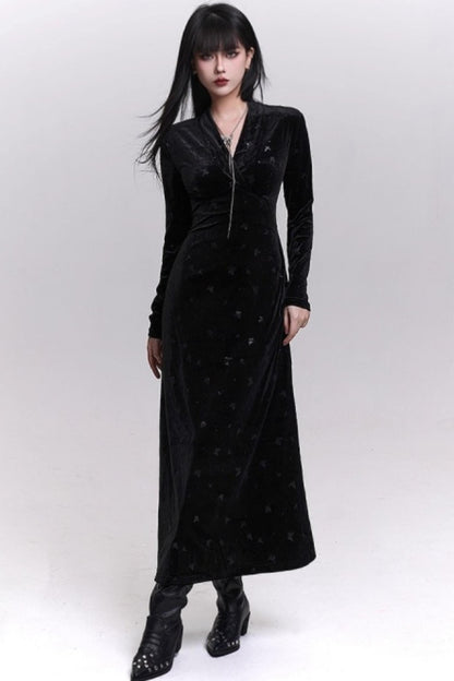 ブラックベルベットバタフライドレス