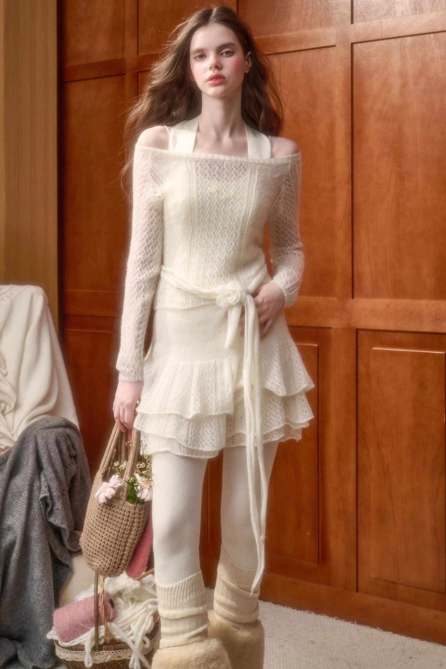 モヘアスイートトップス+スカート