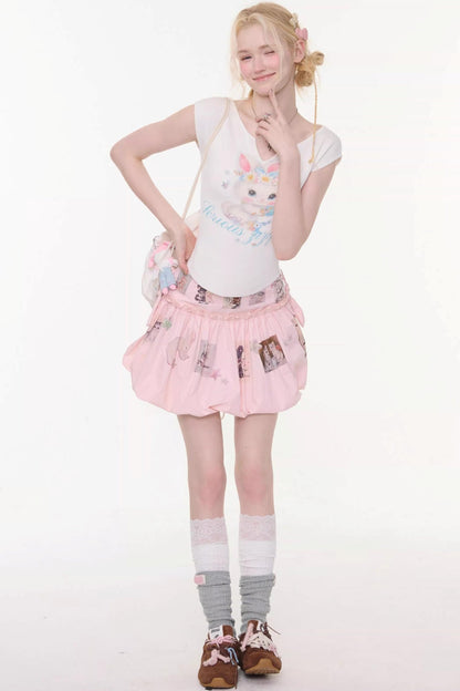White Rabbit Print Slimming Top