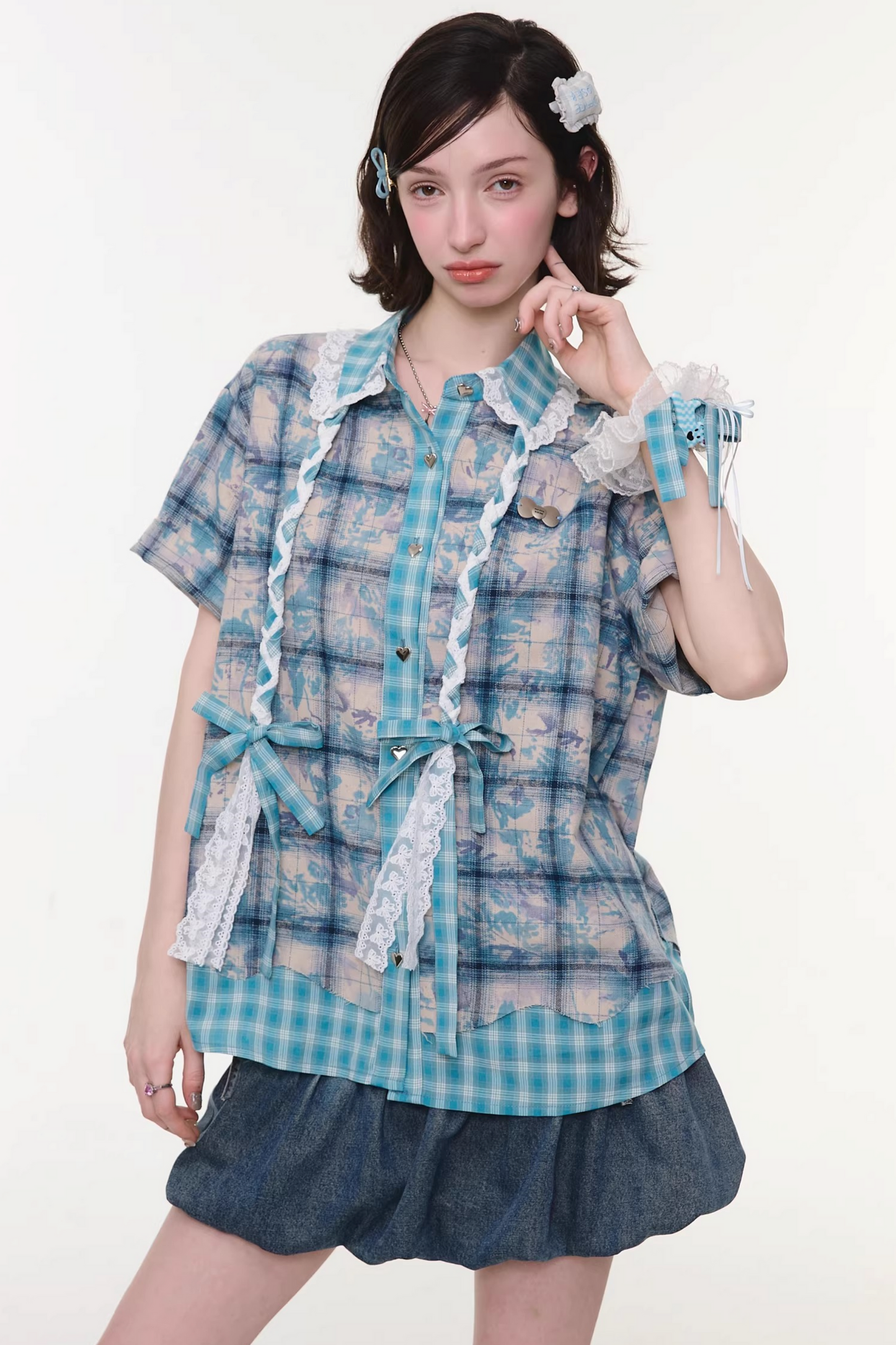 Camicia ampia a quadri Y2K