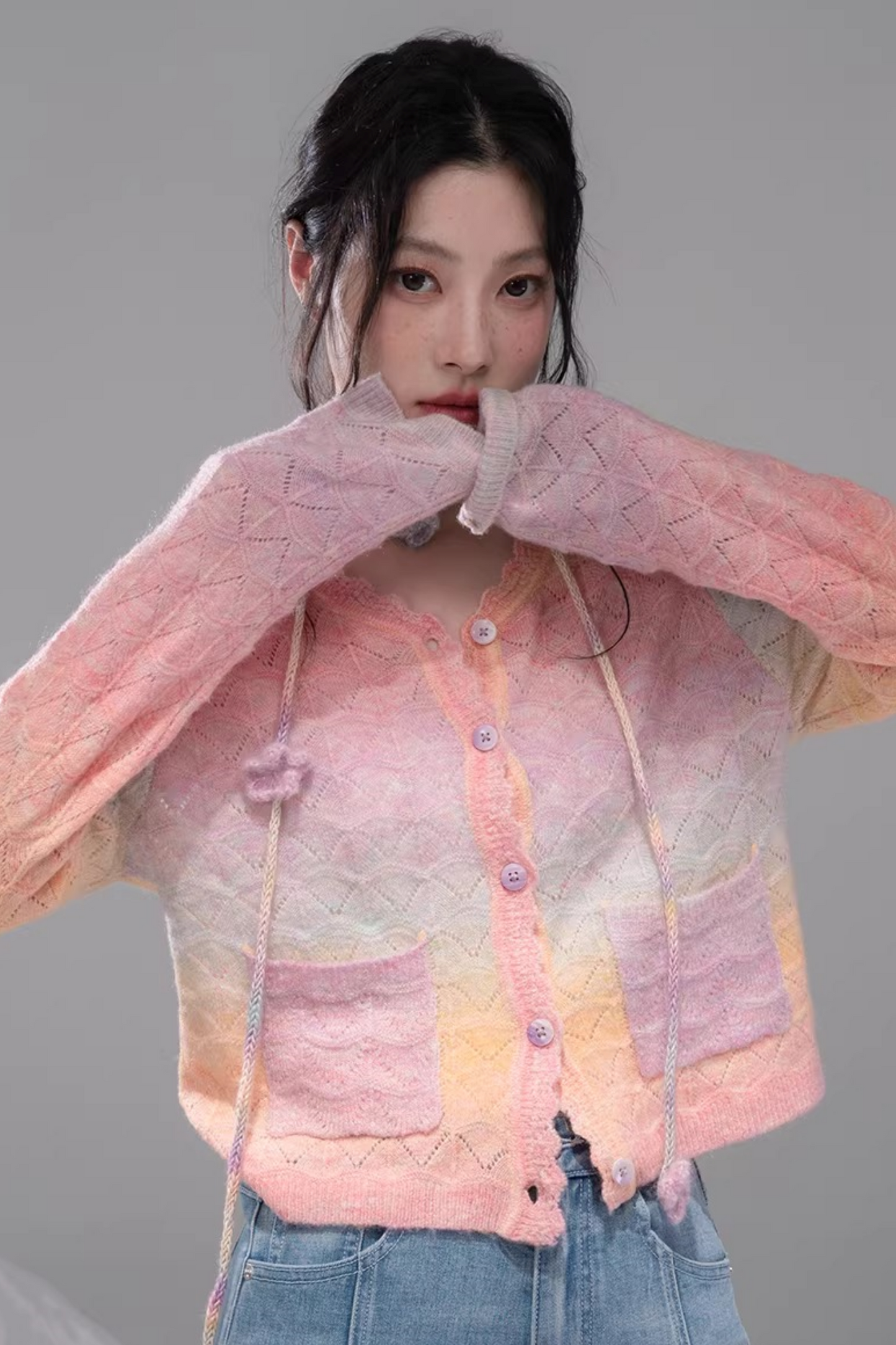 グラデーションレインボーカーディガン