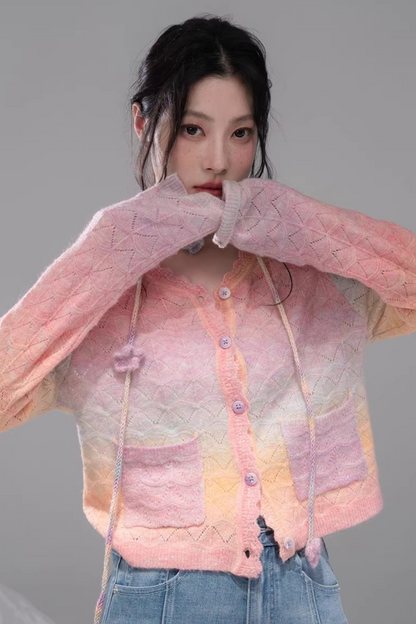 グラデーションレインボーカーディガン