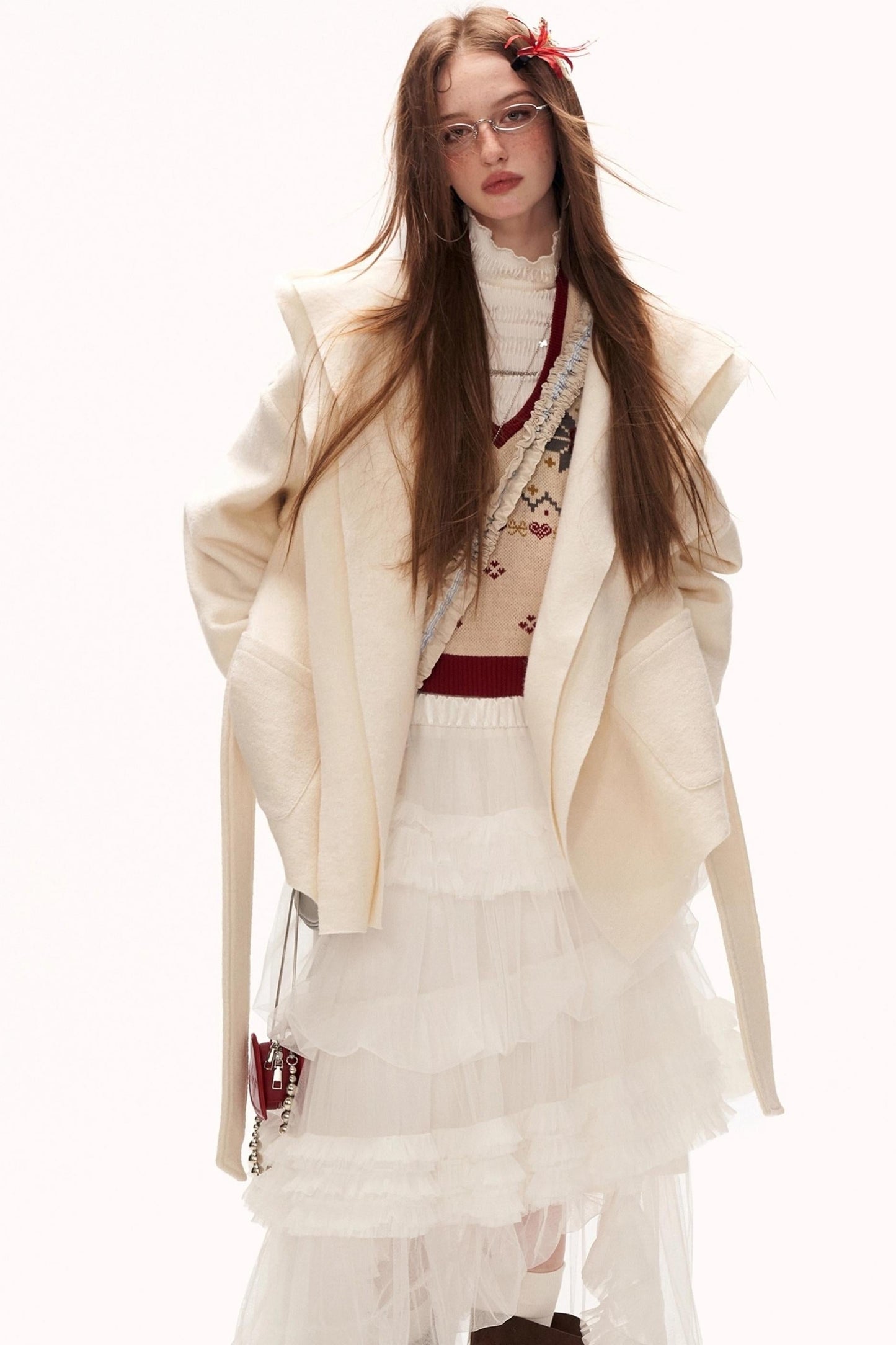 Double Layered Fur Shrimmed Coat