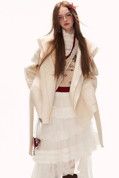 Double Layered Fur Shrimmed Coat