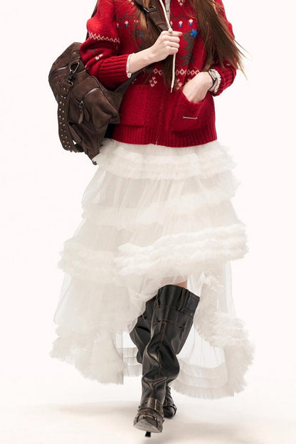 メッシュアシンメトリカルクラウドスカート