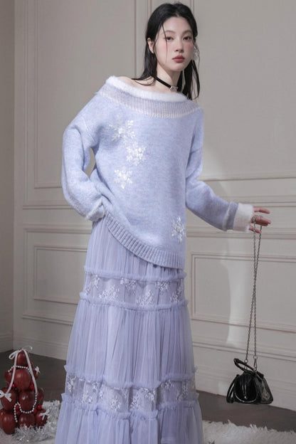 ダブルメッシュレースロングスカート