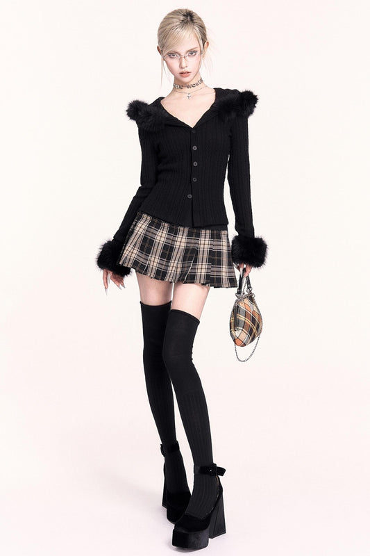 Retro Check Pleated Skirt