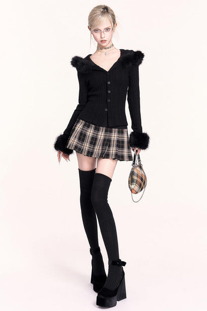 Retro Check Pleated Skirt