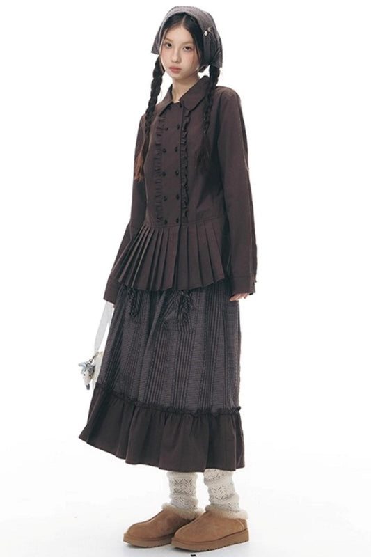 ラッフルダブルブレスタフリルトップス