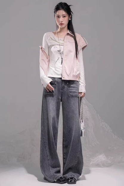 インクグレイストレートデニムパンツ