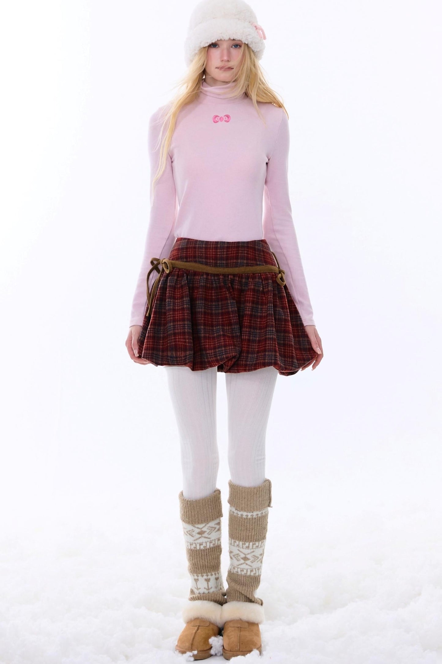 Retro Plaid Drawstring Skirt