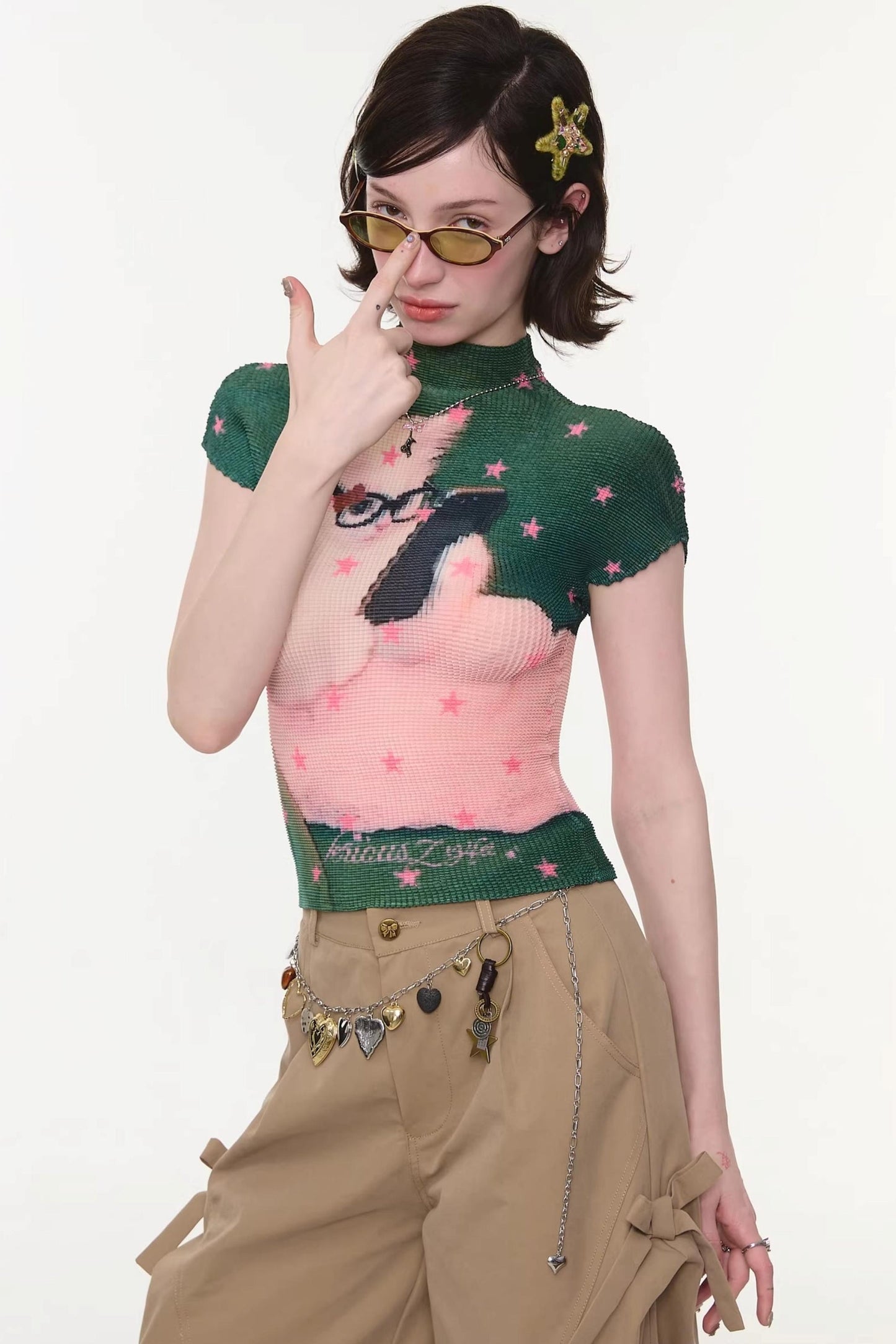 Sweet Cat Print Top