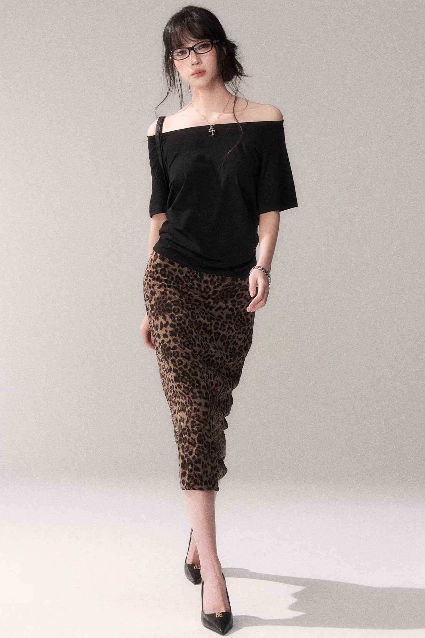 Leopard Print Satin Skirt