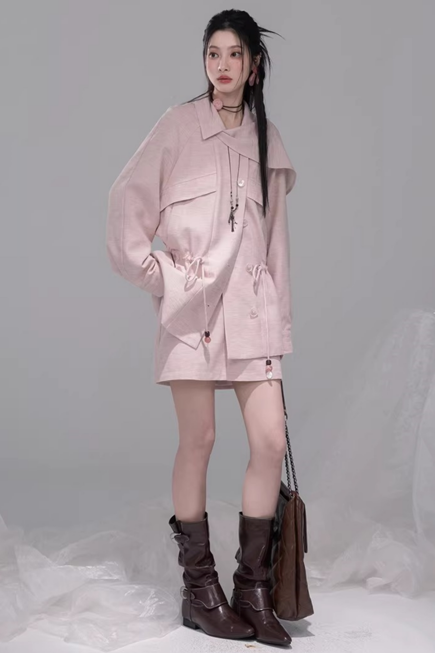 パウダーカラージャケット+スカート