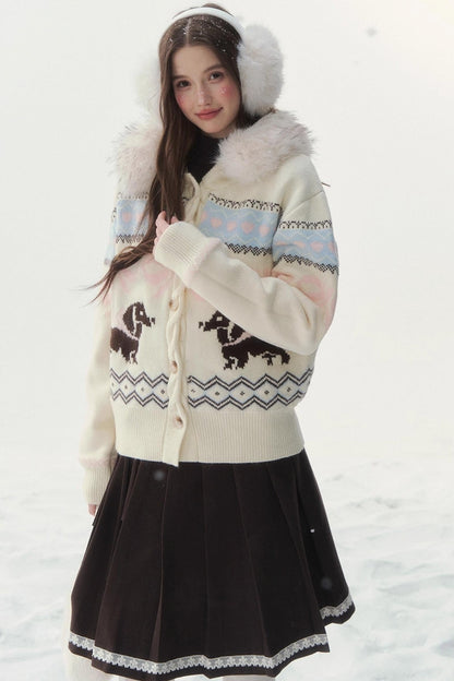 レトロフェアアイルダックスセーターカーディガン