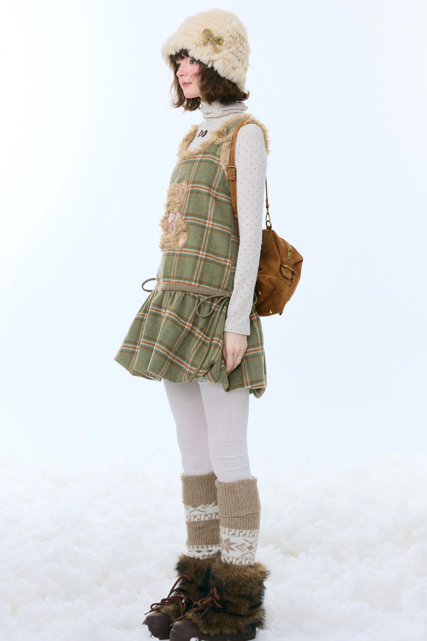 Forest Plaid Teddy Dress