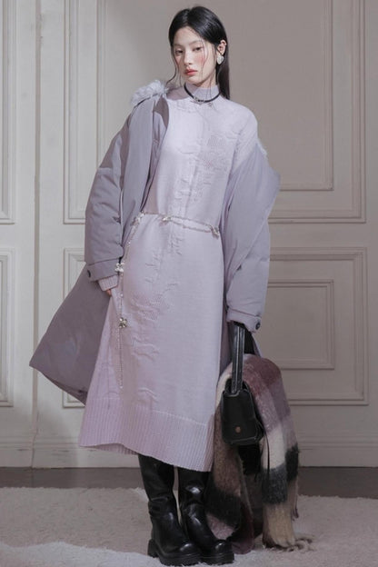 タートルネックニットドレス