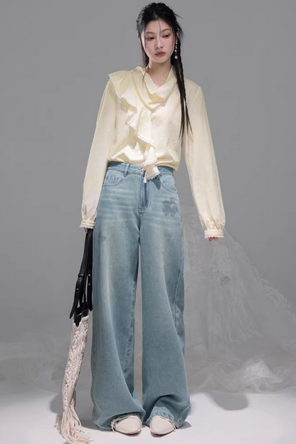 レモンイエローフラッフルブラウス