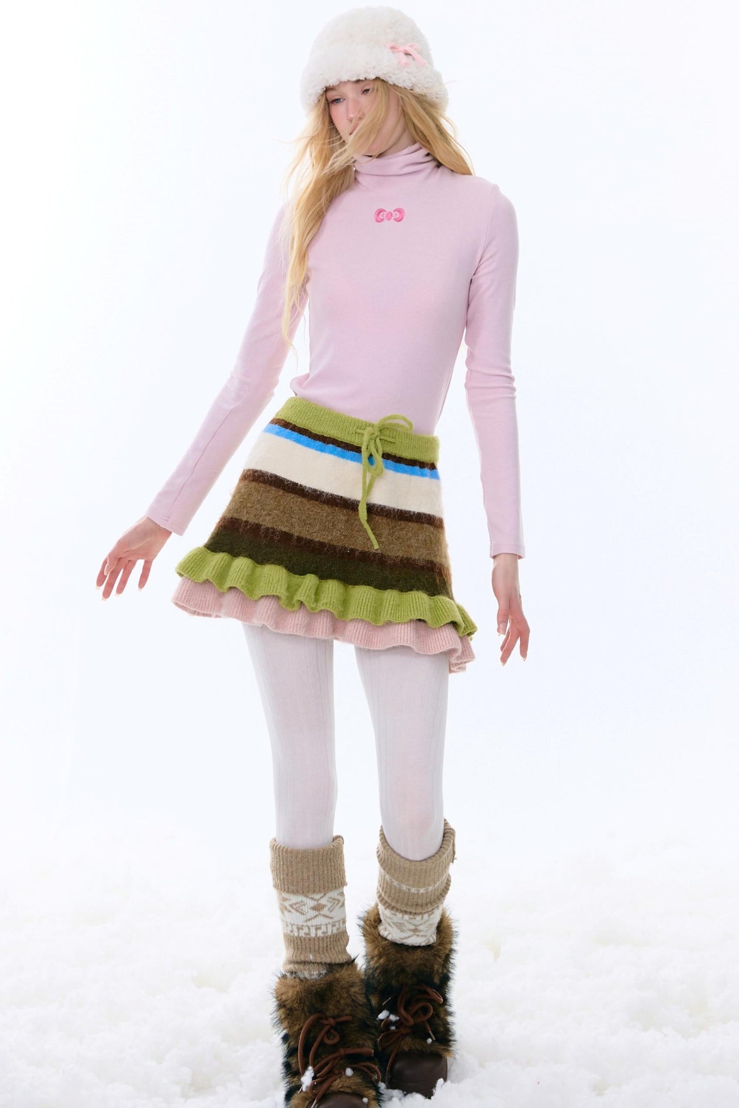 Retro Stripe Knit Skirt