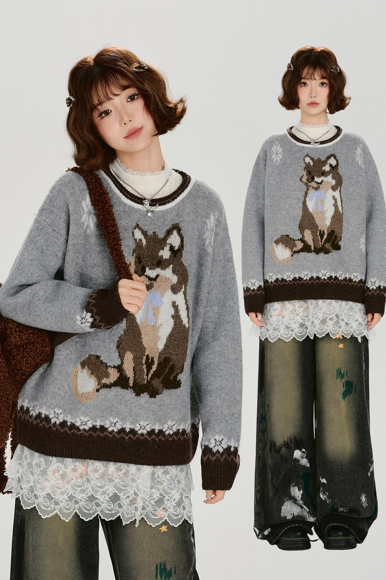 レトロアニマルジャカードセーター