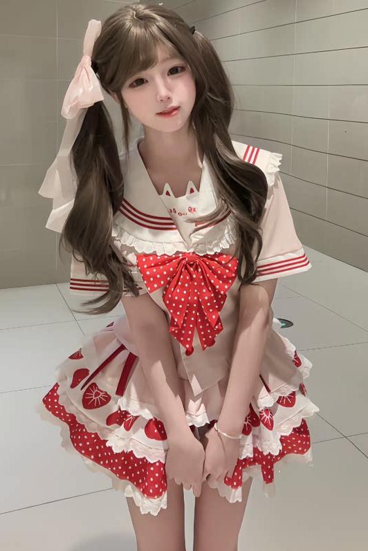 いちごと猫のセーラーセットアップ