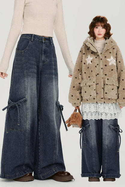 レトロディストレストデニムパンツ