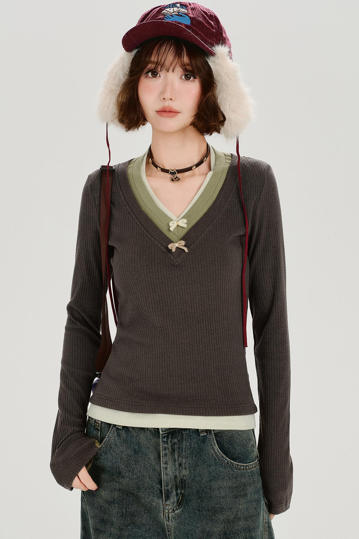 レトロロングスリーブドトップス