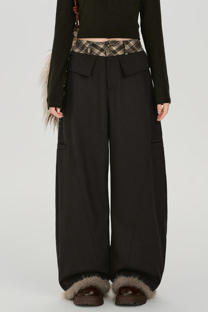 レトロマルーンワイドレッグパンツ