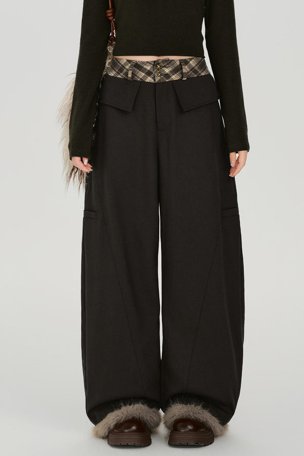 レトロマルーンワイドレッグパンツ