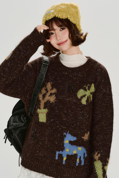 レトロアニマルセーター