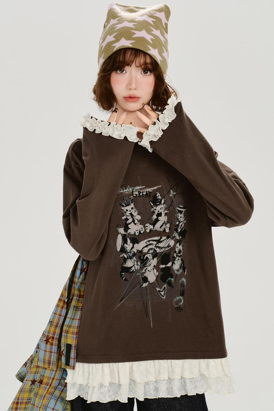 レトロラッフルドパッチワークトップ