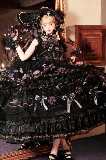 Abito lolita gotico da principessa con bara a farfalla