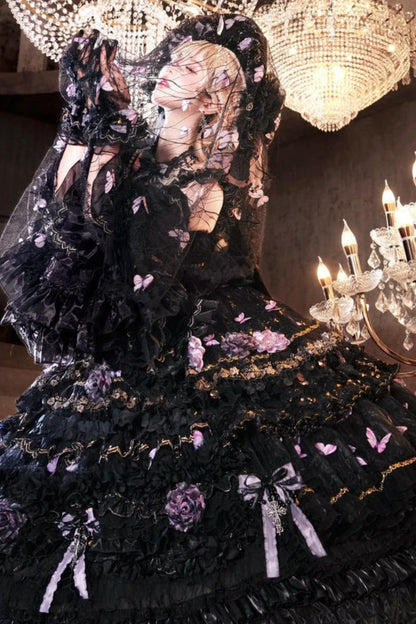 Abito lolita gotico da principessa con bara a farfalla