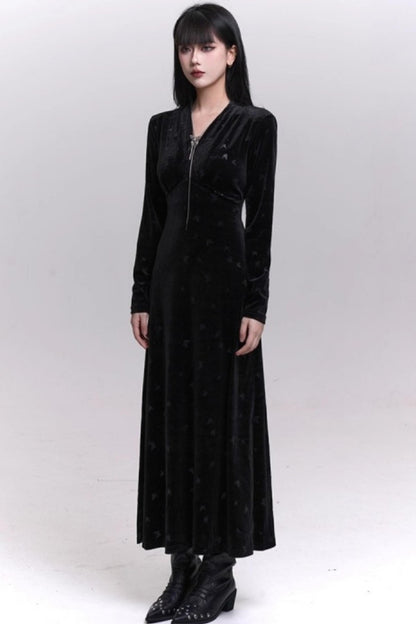 ブラックベルベットバタフライドレス