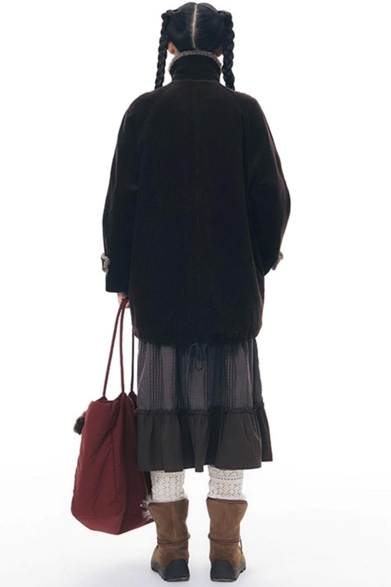 コーディロイフリースミディコート