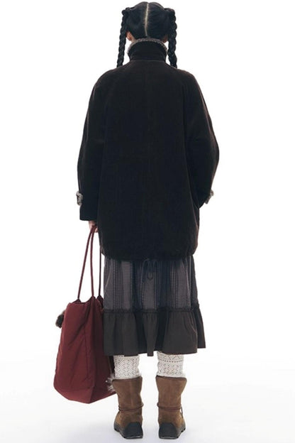 コーディロイフリースミディコート