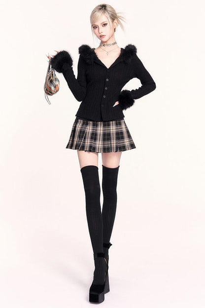 Retro Check Pleated Skirt