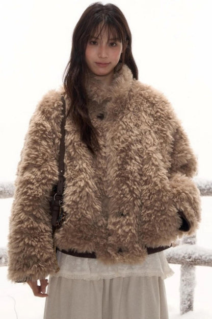 リバーシブルボリュームファーショートコート