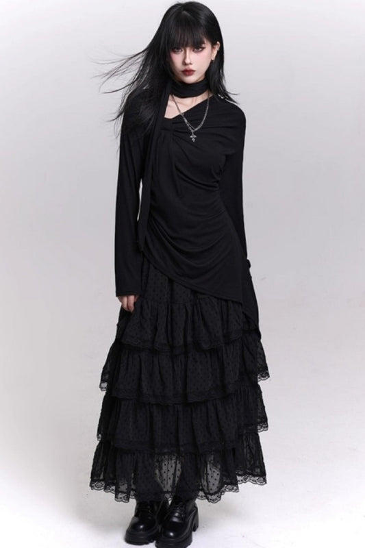 ブラックゴシックロングスリーブトップ