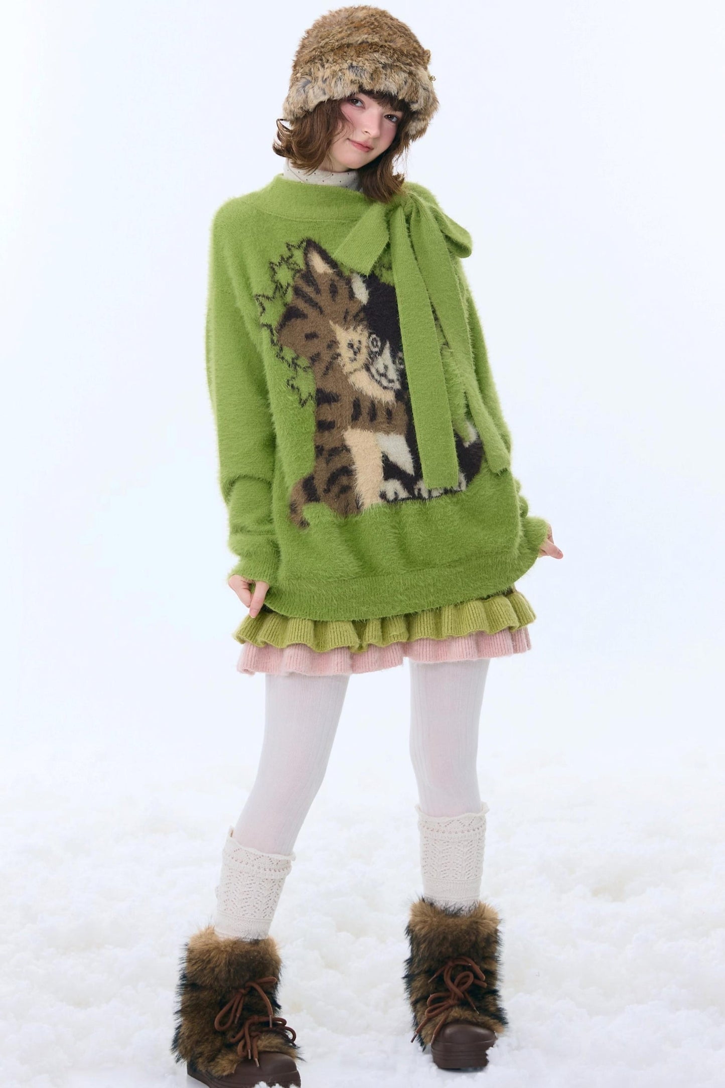Retro Cat Pattern Sweater