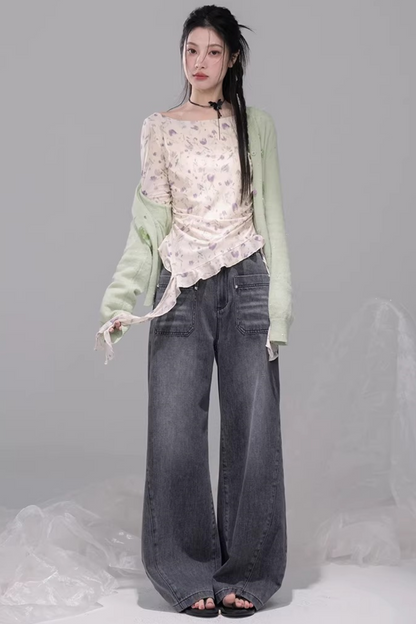 インクグレイストレートデニムパンツ