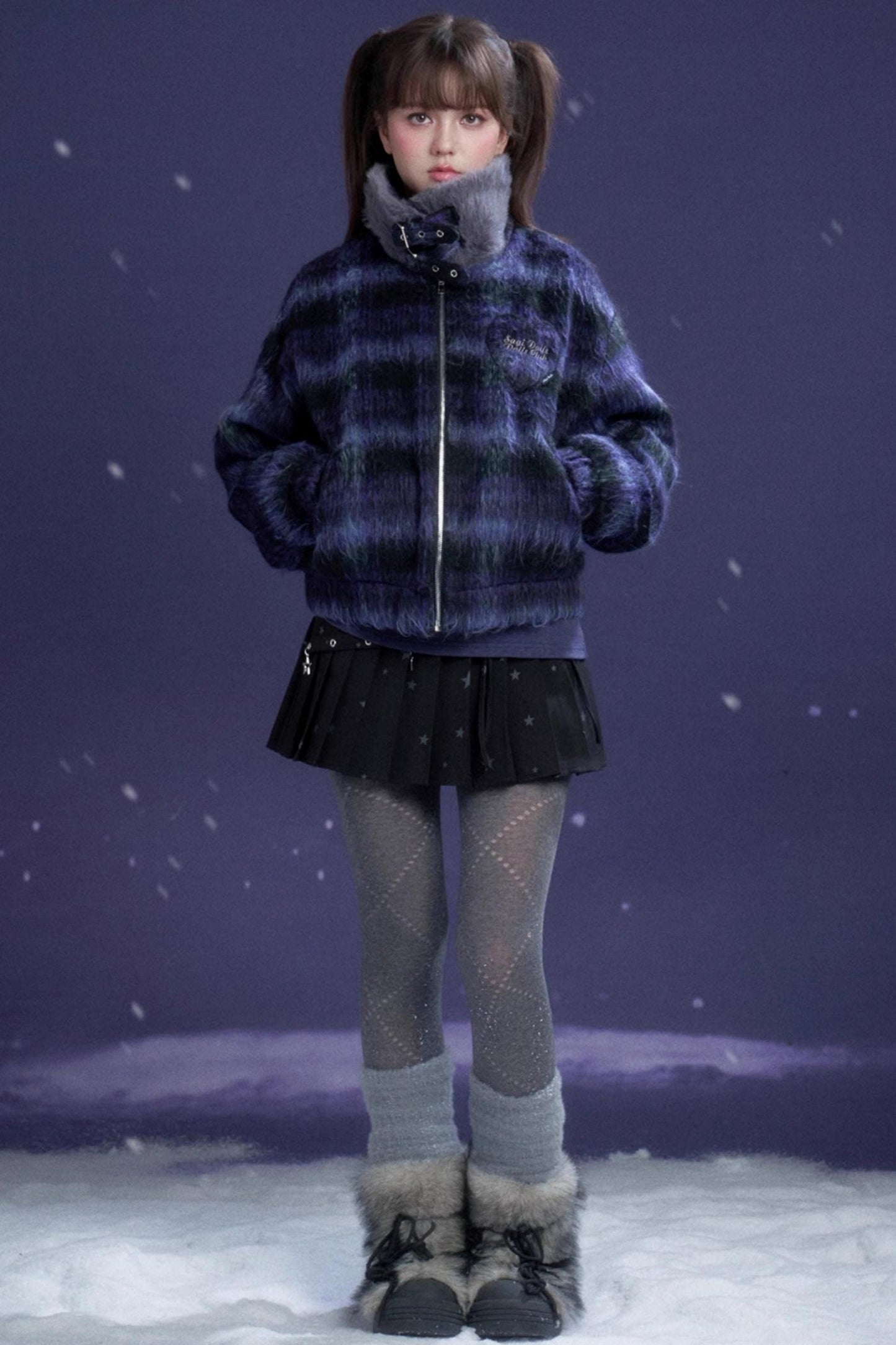 Check High Neck Jacket