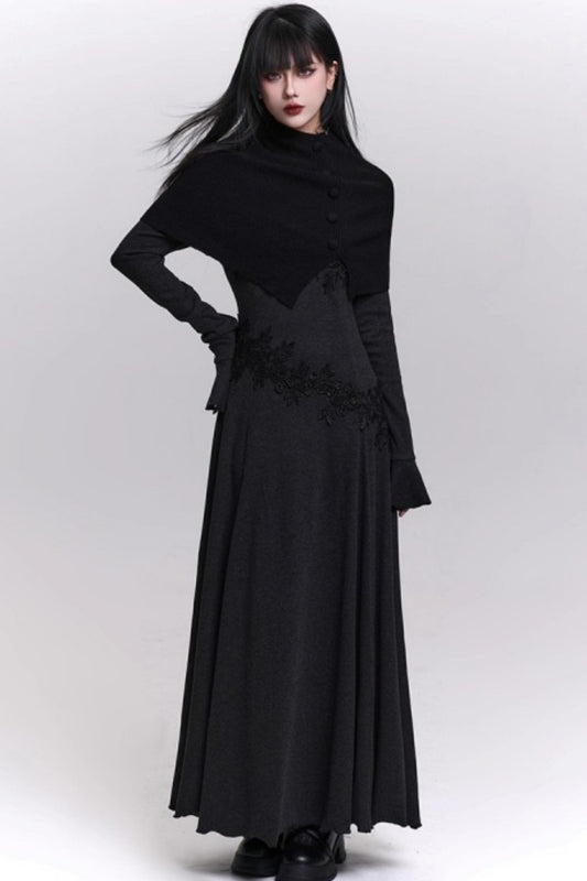 Gray Off-the-shoulder Knit Dress