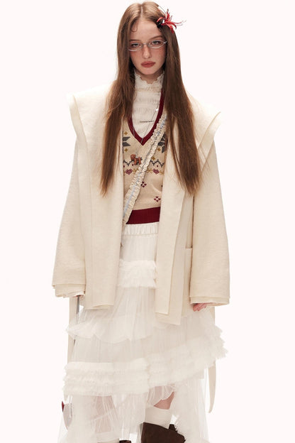 Double Layered Fur Shrimmed Coat