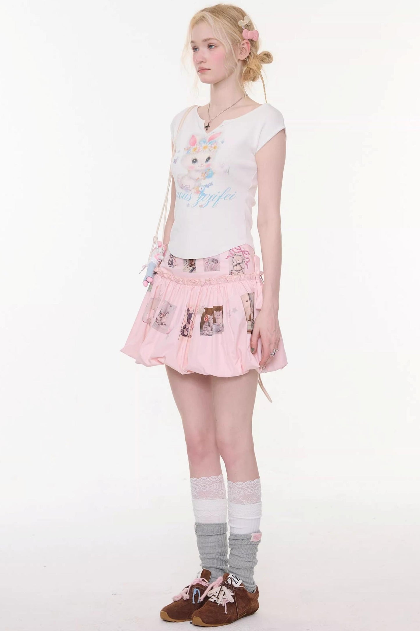 White Rabbit Print Slimming Top
