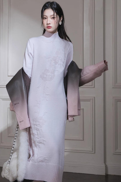 タートルネックニットドレス